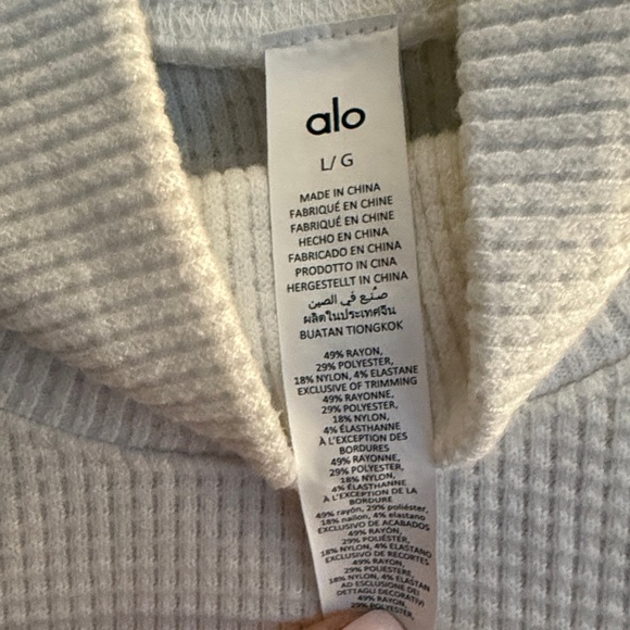 ALO Yoga Women's waffle Cream Cowl Neck Sweater - Picture 4 of 5